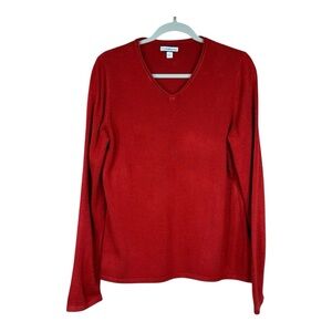 Croft & Barrow Red Long Sleeve V-Neck Pullover Sweater Size L